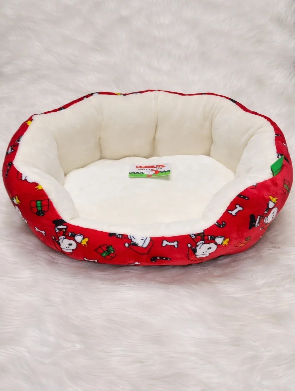 Charlie Brown Snoopy Christmas Pet Cat Dog Bed New With Tags 2025 Red Multicolor